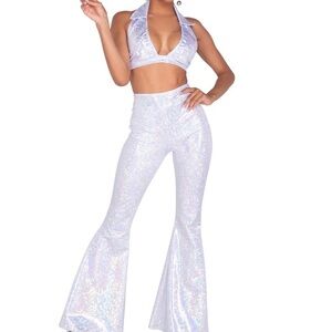 Iridescent Disco White Flare Jumpsuit